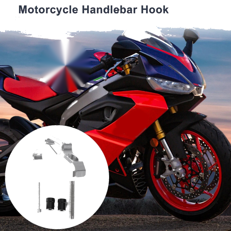 Motorcycle Finger Shape Hanging Hook / 1 Set, 68mm / Silver Tone Black Hook