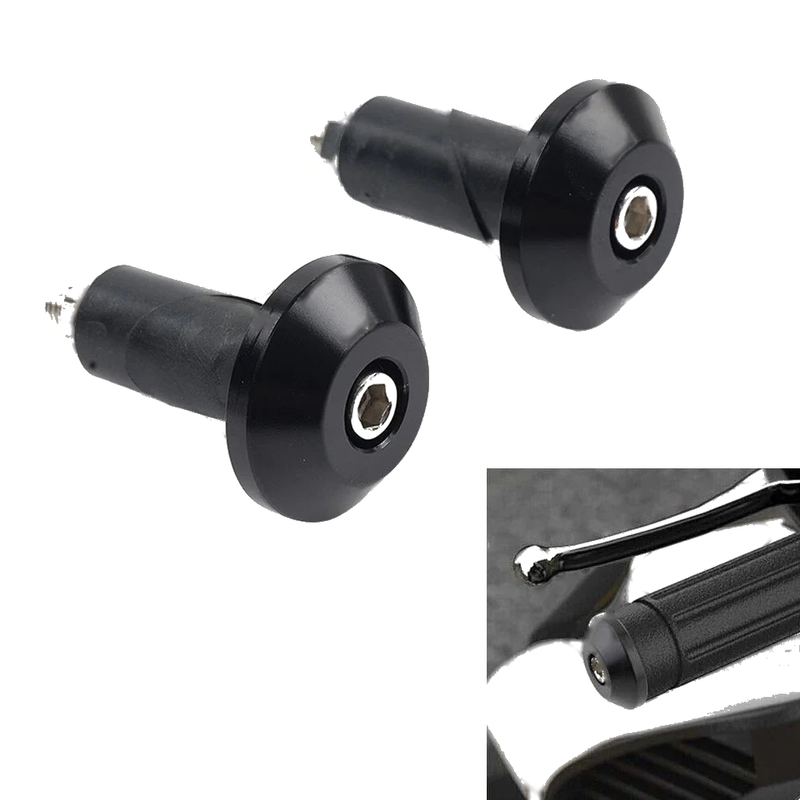 7/8'' 1'' Motorcycle Handlebar Grips & End Cap Plug - Black