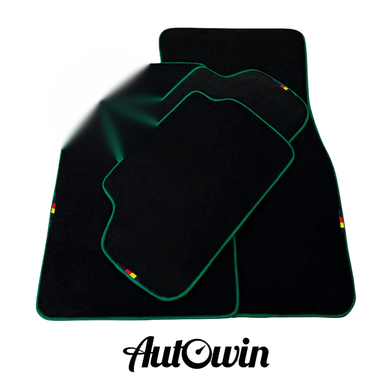BMW 2 Series F22 Coupe 2014-2021 Green Trim AutoWin Black Floor Mats