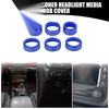 Jeep Wrangler (2018-2023) 6 x Blue AC Headlight Media Switch Knob Cover Ring
