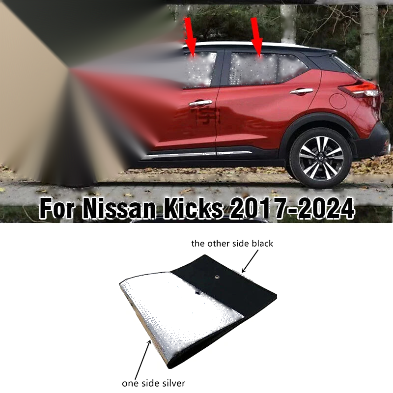 Nissan Kicks Side Window Privacy Sunshade Black Silver 4 x (2017–2024)