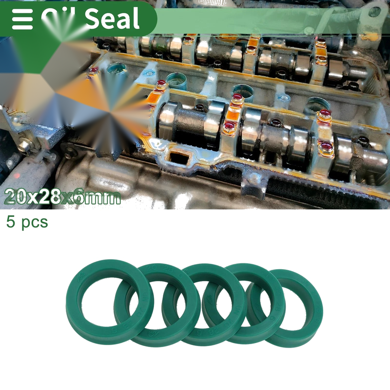 Oil Seal Rotary Shaft Seal TPU 20x28x6mm High Pressure Green 5 Pcs