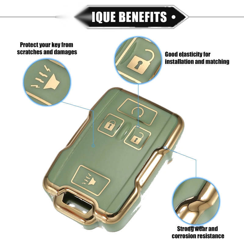 Chevy Suburban & GMC TPU Green 4 Buttons Remote Keyless Key Fob Cover