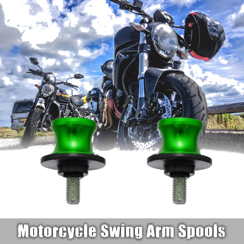 Motorcycle 2 x 8mm Motorcycle Swing Arm Spool Rear Stand Sliders Green