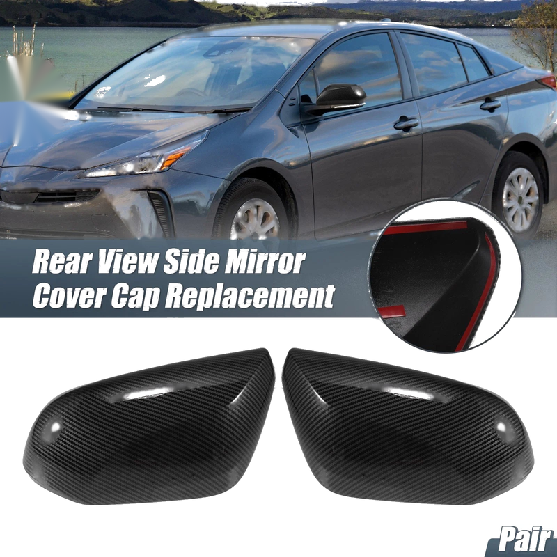 Toyota Prius Prime Pair Mirror Cover Overlay CF Pattern (2017–2023)