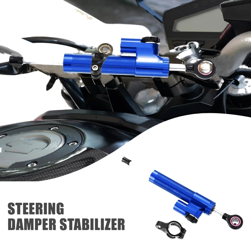 Universal Motorcycle Steering Damper Blue Adjustable Linear Stabilizer