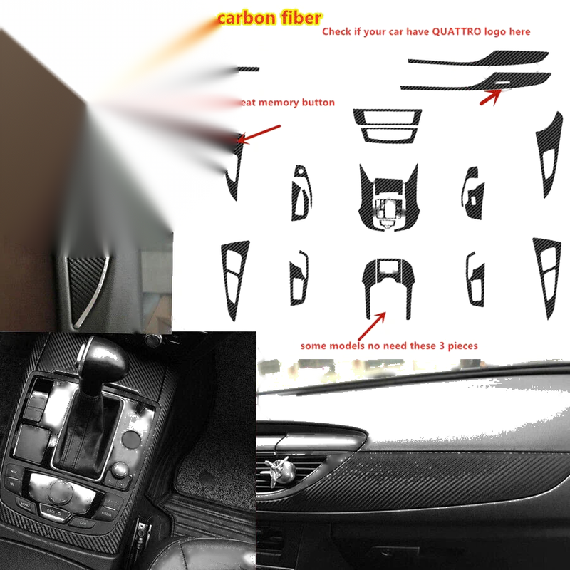Audi A6 C7 Carbon Fiber Interior DIY Trim Stickers Decals Cover (2012–2018)