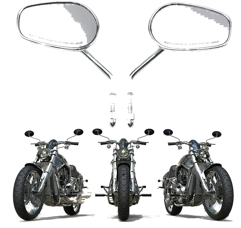 Harley V Rod Dyna Street Bo FXDB Chrome Rear View Side Mirrors (2007-2017)