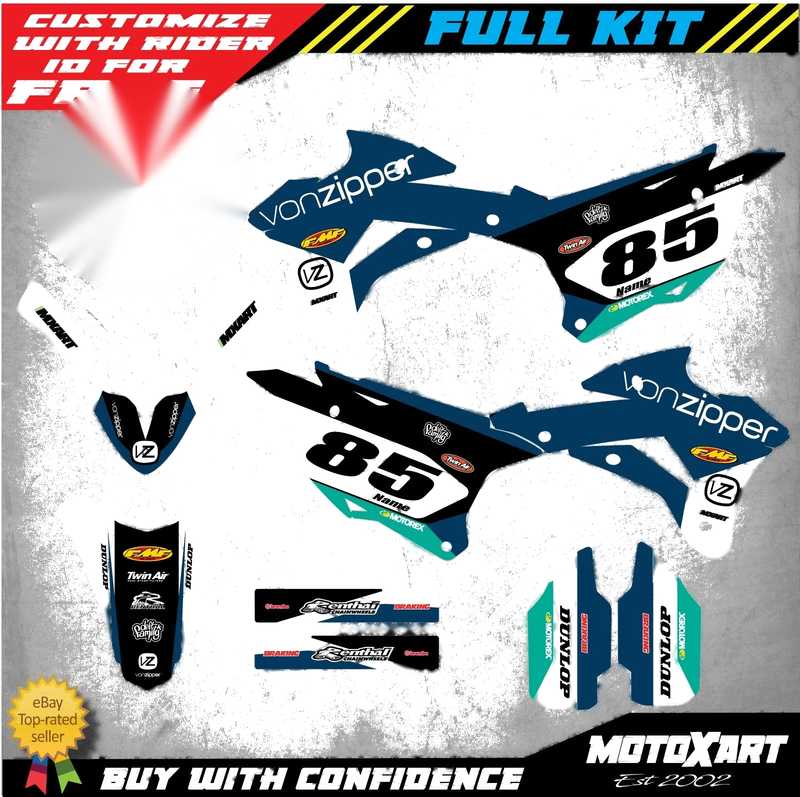 Kawasaki KX 85 (2014-2020) FLOW Style Stickers Custom Graphics Full Kit