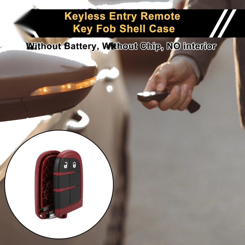Dodge Charger 2016 (2016) - 2 x Button Black Red Key Fob Shell Case