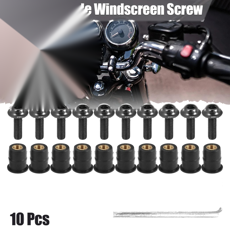 10pcs M5 5mm Windscreen Screws Fairing Windscreen Screw Titanium Tone