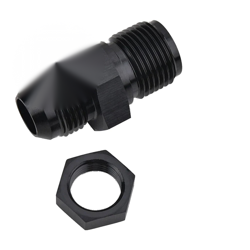 Black Aluminum AN12 Flare Fuel Cell Bulkhead Fitting w/ Washer