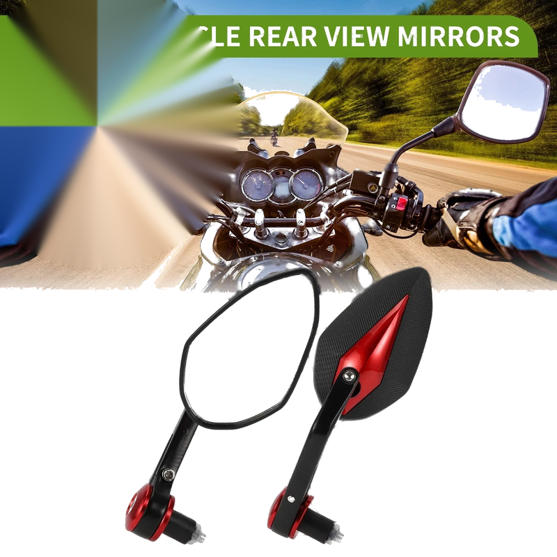 M8 Rear View Mirrors / 1 Set / Prismatic Shape Black Red Aluminum Plastic