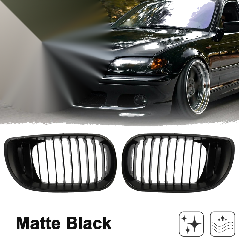 BMW 335i Signal Slat Matte Black Front Upper Hood Bumper Grille Grill Pair