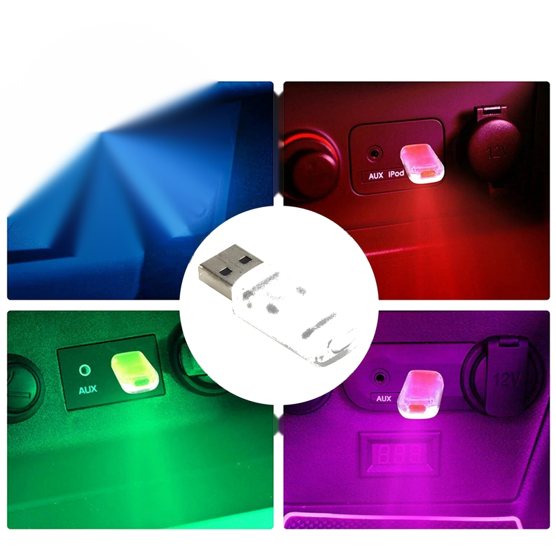 Vehicles Mini USB LED Car Interior Lights Touch Keys Neon Ambient Lamp Bulb