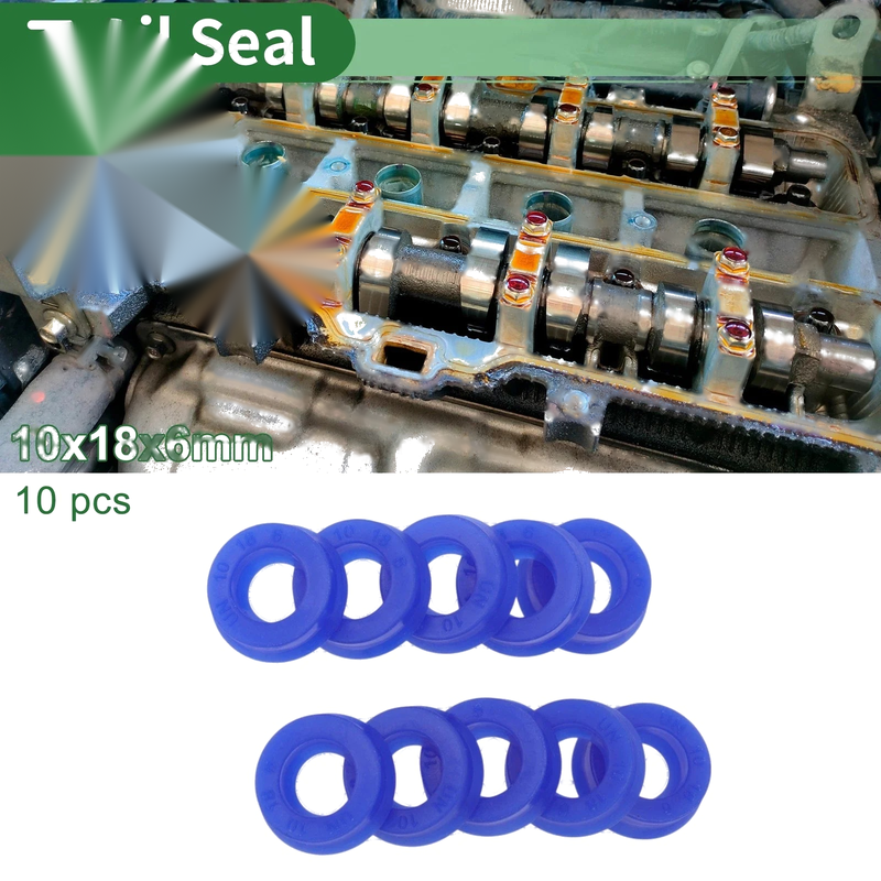 Oil Seal Rotary Shaft Seal TPU 10x18x6mm High Pressure Blue 10 Pcs