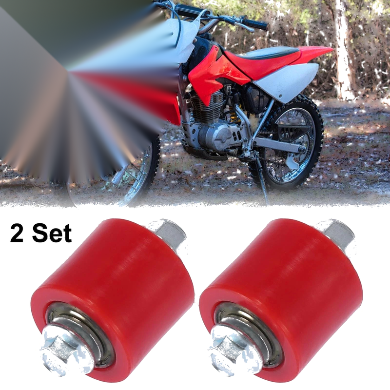 2 x 8mm Motorcycle Chain Pulley Roller Slider Wheel Guide Red