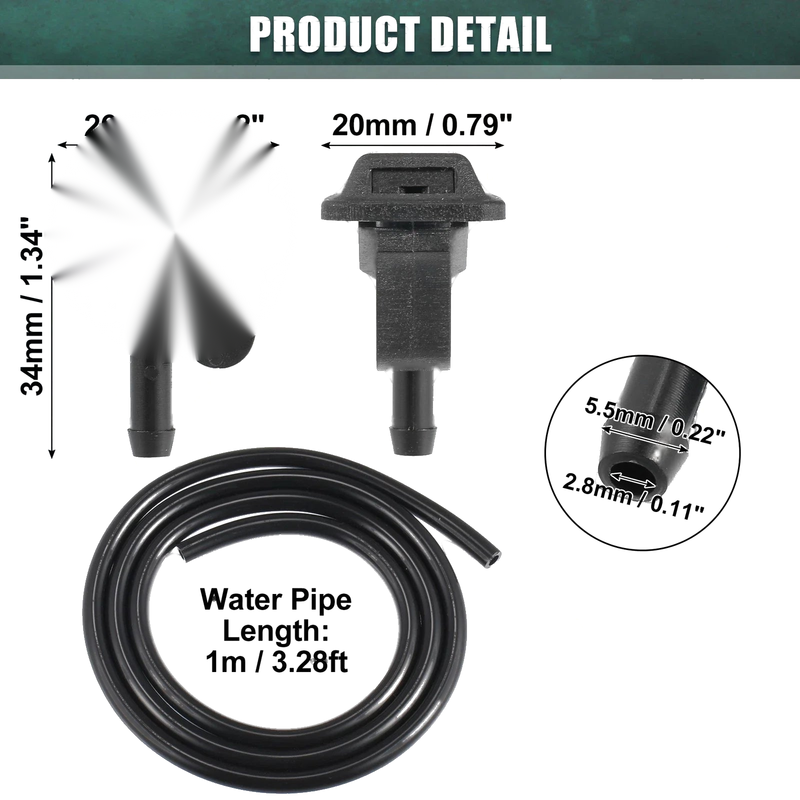 Jeep (Fits 2011-2018) with Water Pipe Car Windshield Washer Nozzle Set