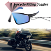 Motorcycle Riding Goggles Blue Lens Black Frame Tri-Acetyl Cellulos UV400