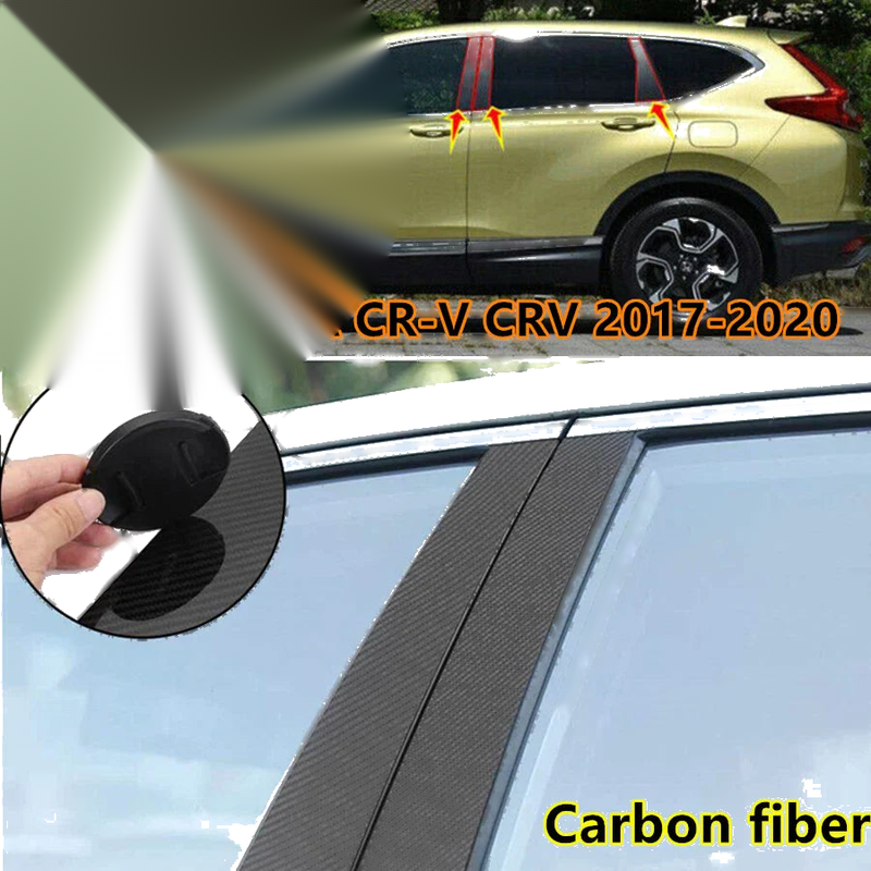 HONDA CR-V 6 x Carbon Fiber Window Pillar Posts Cover Door Trim (2017–2022)
