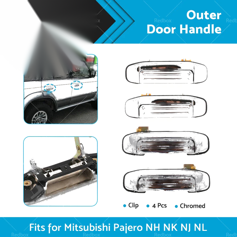 Mitsubishi Pajero 4 Pcs Chrome Outer Door Handle Clips (1991-2000)