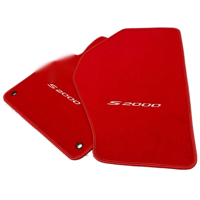 Honda S2000 with White Logo Red Tailored Floor Mats (2000-2009)