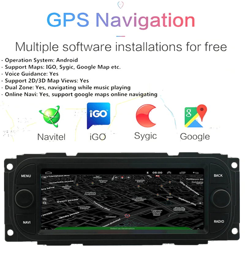 Jeep Chrysler Dodge 6.8" Android 13 Stereo Radio GPS Navigation (2011-2023)