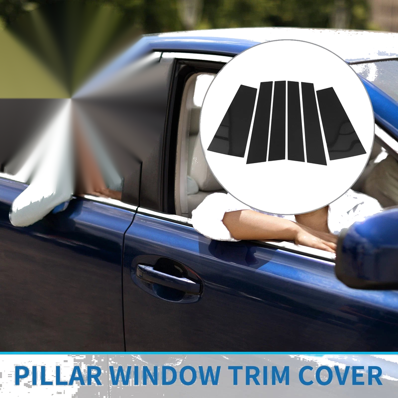 Toyota Highlander 6 Pcs Door Pillar Window Trim Black (2015–2021)