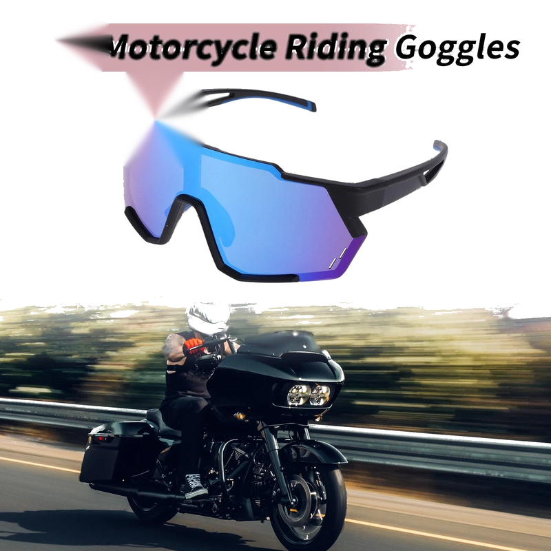 Make Model 1 x Motorcycle Riding Goggles Blue Black Tri-Acetyl Cellulos PC