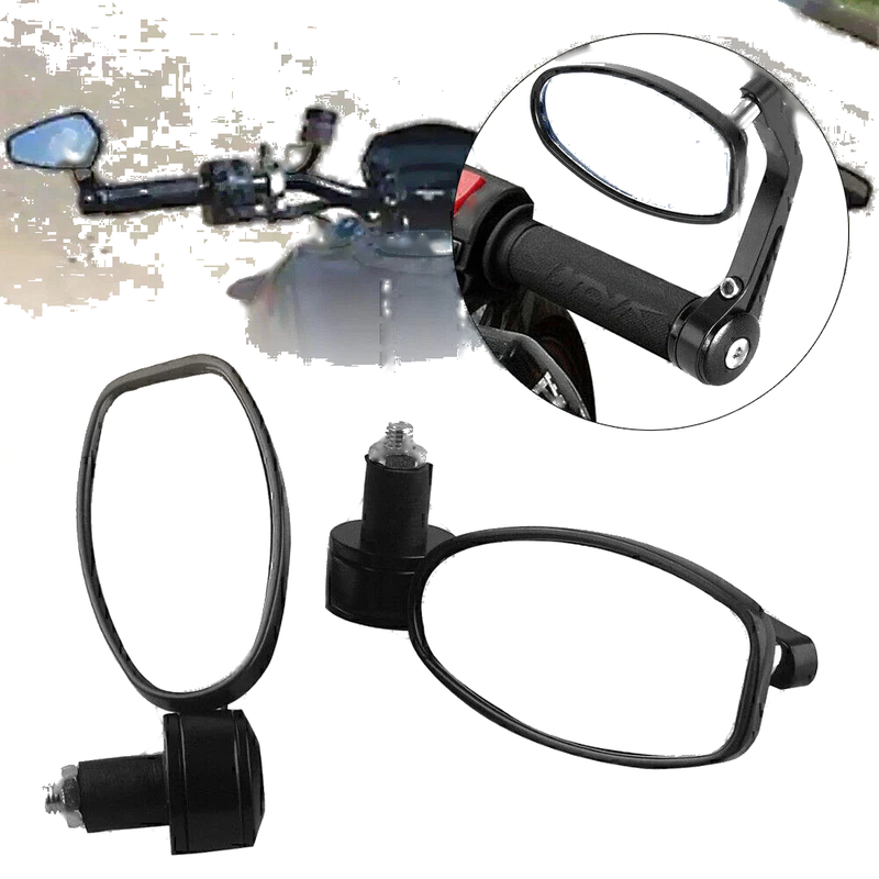 Universal 7/8" Black Bike Bar End Side Mirrors (Fits Most Models)