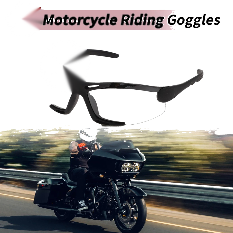 Motorcycle Riding Goggles Gray Lens Black Frame Tri-acetel Cellulose