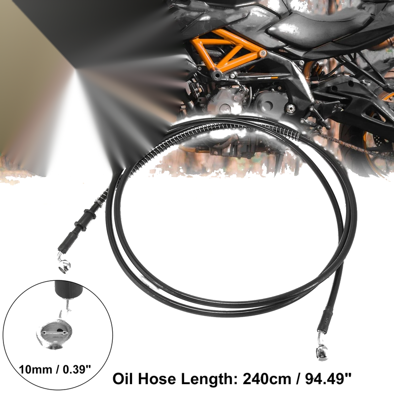 Motorcycle Brake Clutch Oil Hose Line Pipe Hydraulic Black 240cm 94.49
