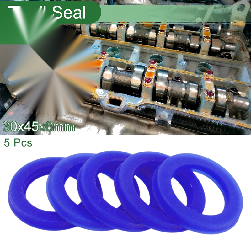 Oil Seal 30x45x6mm TPU High Pressure Blue 5 Pcs