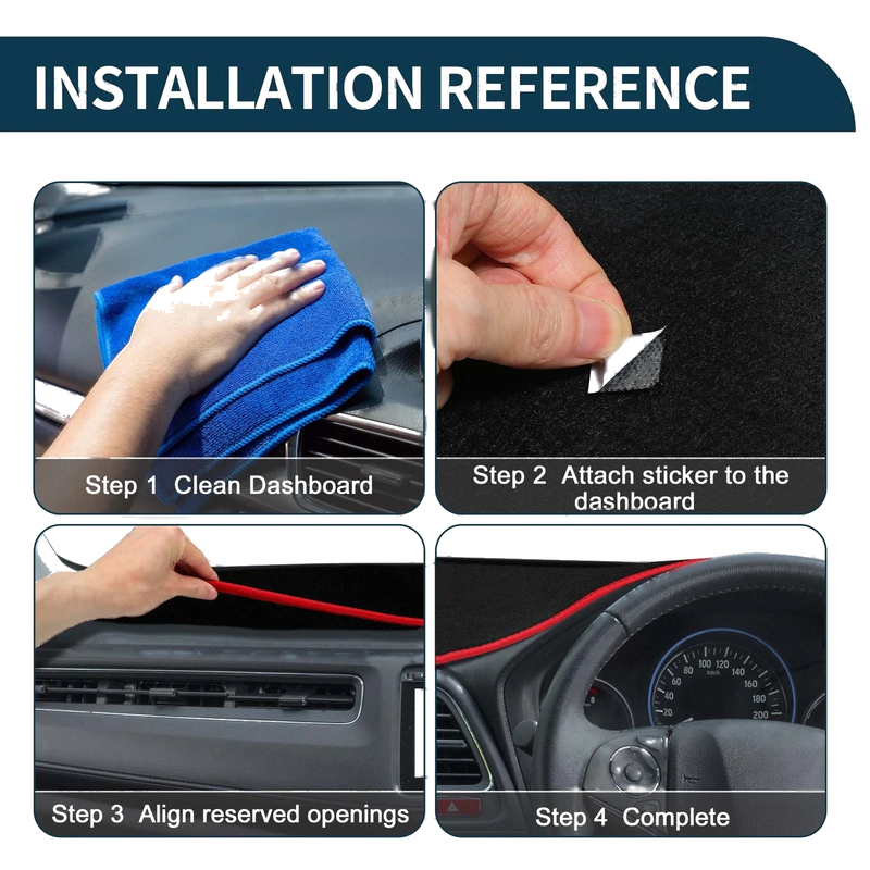 Toyota Prius 30 Series (2009-2015) - Black Red 1 Set Dashboard Cover Mat