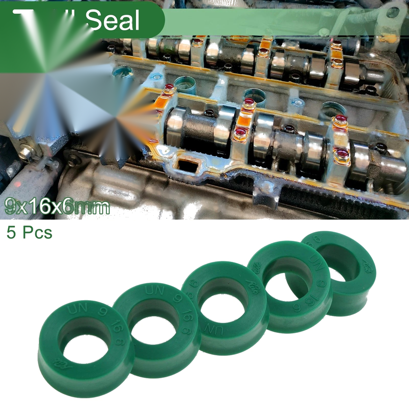 Oil Seal 5 Pcs TPU 9x16x6mm Rotary Shaft Seal Green High Pressure