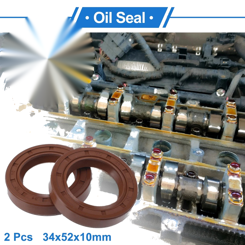 Car 2 x Oil Seal 34x52x10mm FKM Brown