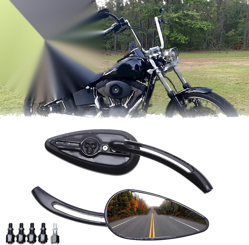 Harley Sportster XL883 1200 Skull Teardrop Rearview Mirrors