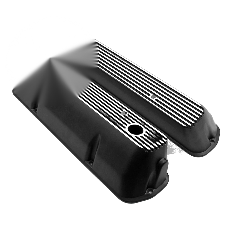 Holden 304 308 Tall Black Ribbed Aluminum Valve Covers (VN)