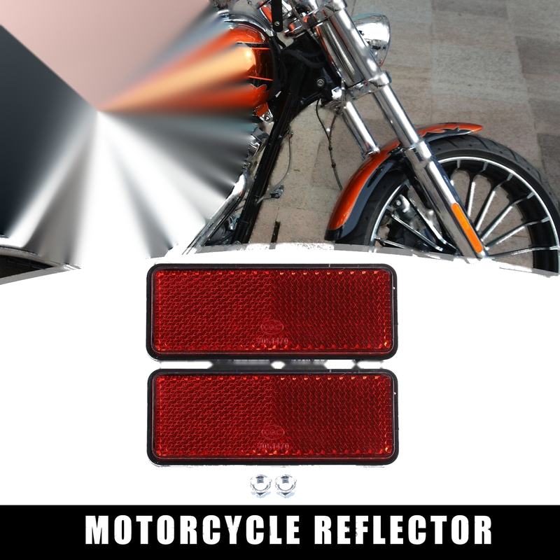 2 x Red Plastic Rectangular Screw Mount Reflective Warning Reflector