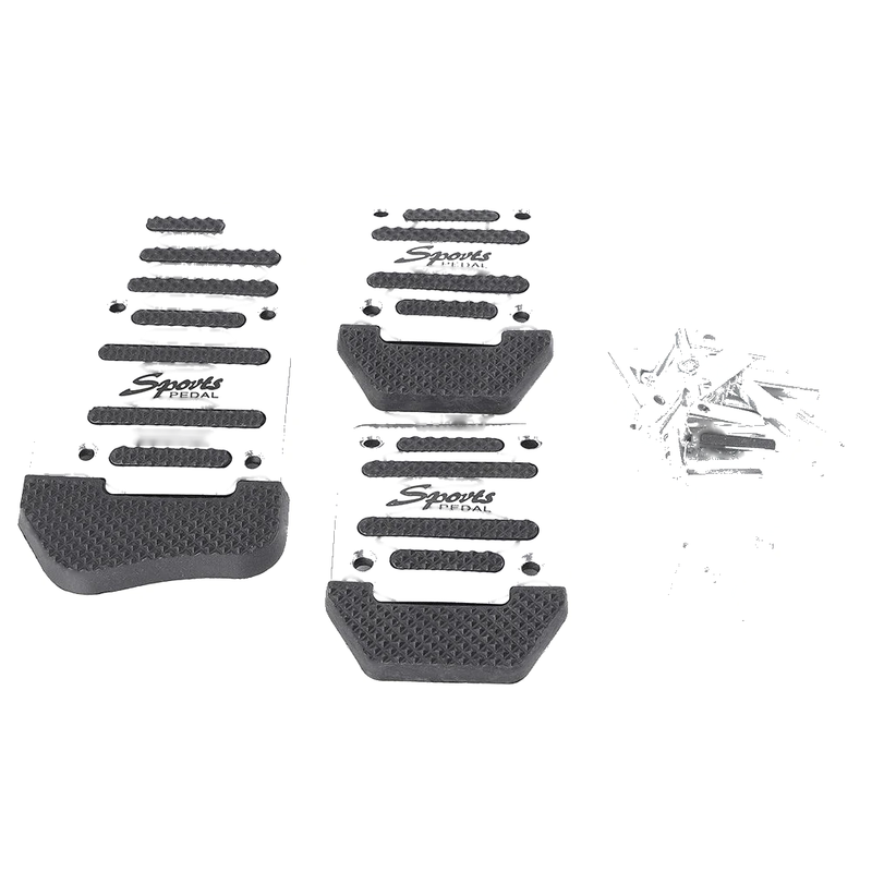 Universal Manual Silver Anti-Slip Foot Rest Throttle Brake Clutch Pedal