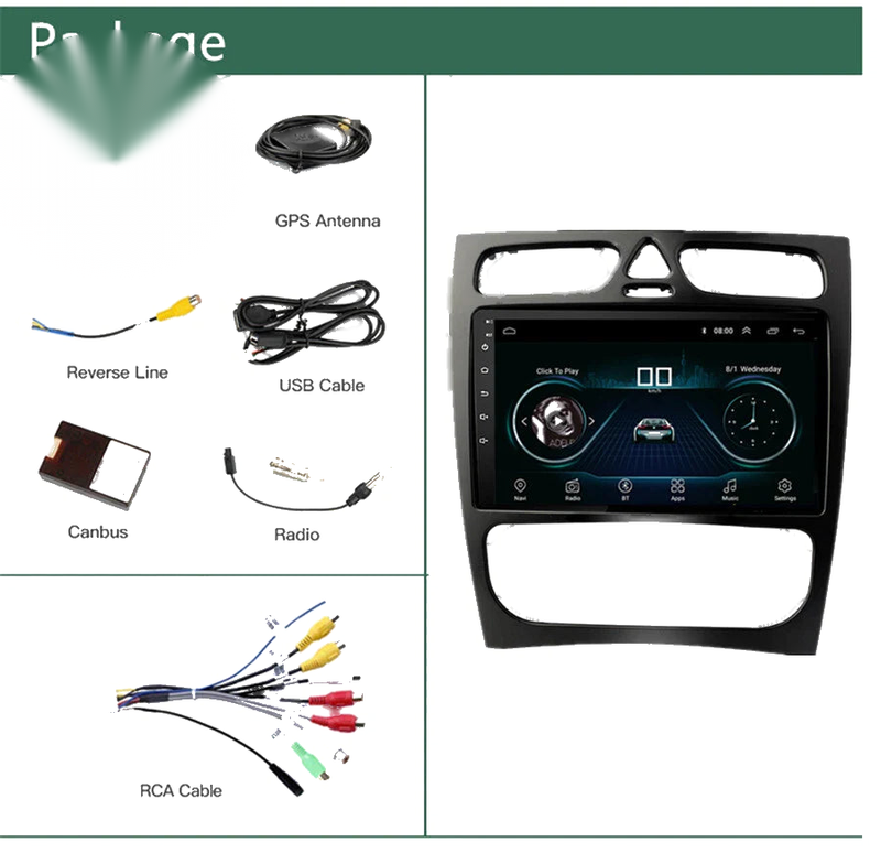 Mercedes-Benz W203 W209 W463 9" Car Stereo Radio GPS Navigation FM BT (2000-2010)