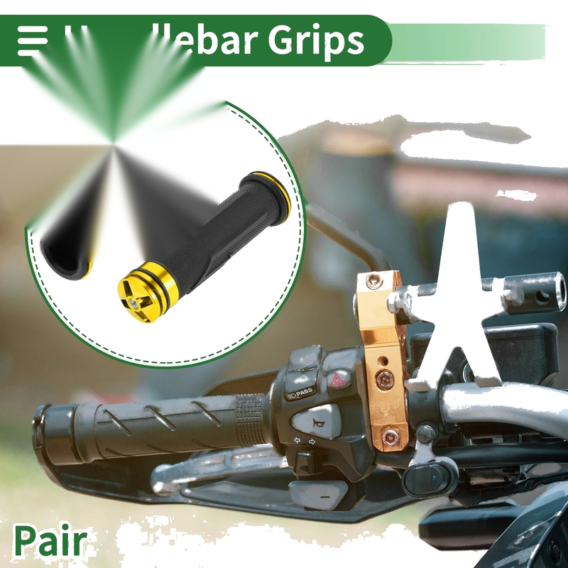 7/8" 22mm Motorcycle Hand Grips Cover Handlebar Grip Rubber Gold Tone 1 Pair