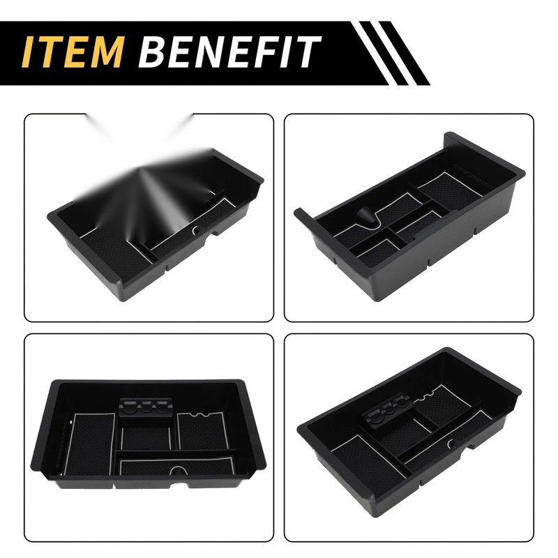 Chevy Silverado 1500 & GMC Black White Full Center Console Organizer Tray