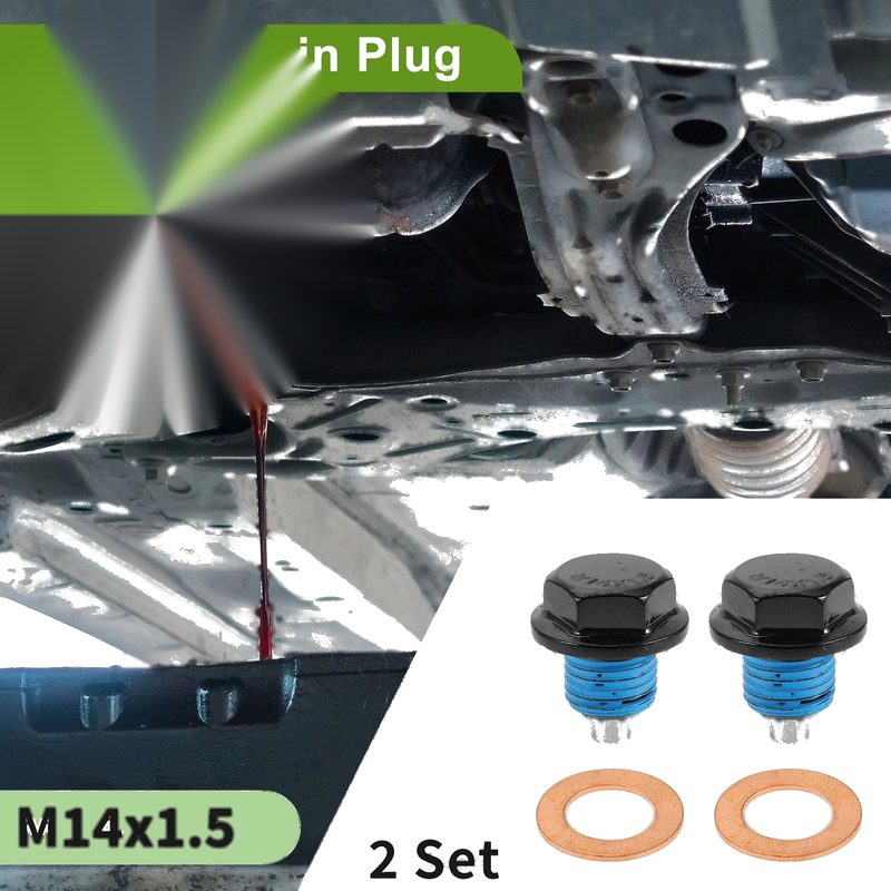 Car & Motorcycle Black Blue 2 x M14x1.5 Copper Oil Drain Plug W/Gasket