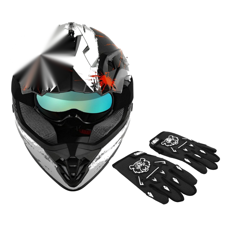 Kids Dirt Bike Motocross Off Road DOT Youth ATV Helmet Goggles Gloves