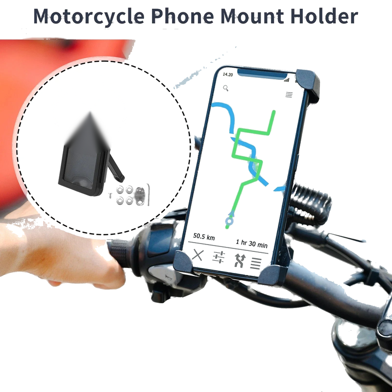 Rearview Mirror Mount ABS PC Motorcycle Phone Mount Holder 4.7-7 in