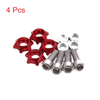 Motorcycle 4Pcs 6mm Red Metal Hexagon License Plate Bolts Screws