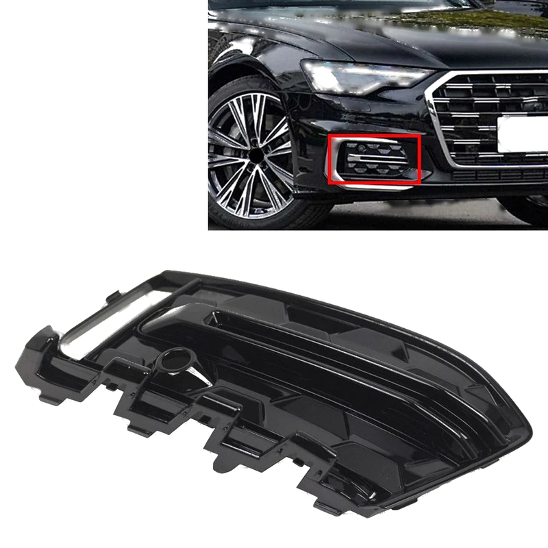 Audi A6 C8 S6 Left Front Fog Light Frame Cover Glossy Black (2023-2025)