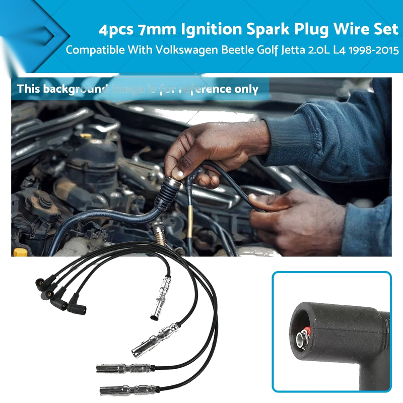 VW Beetle Golf Jetta 4 x 7mm Ignition Spark Plug Wires (1998-2015)