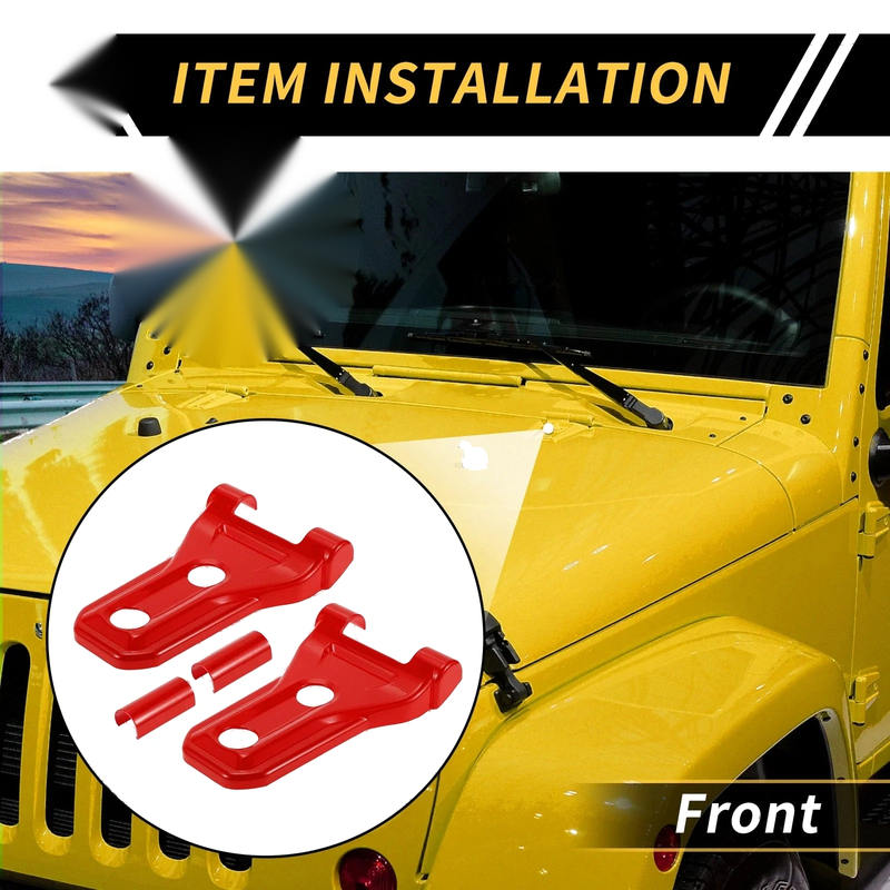 Jeep Wrangler JL JLU 2018-2024 Red 1 Set Hood Hinge Cover Trim